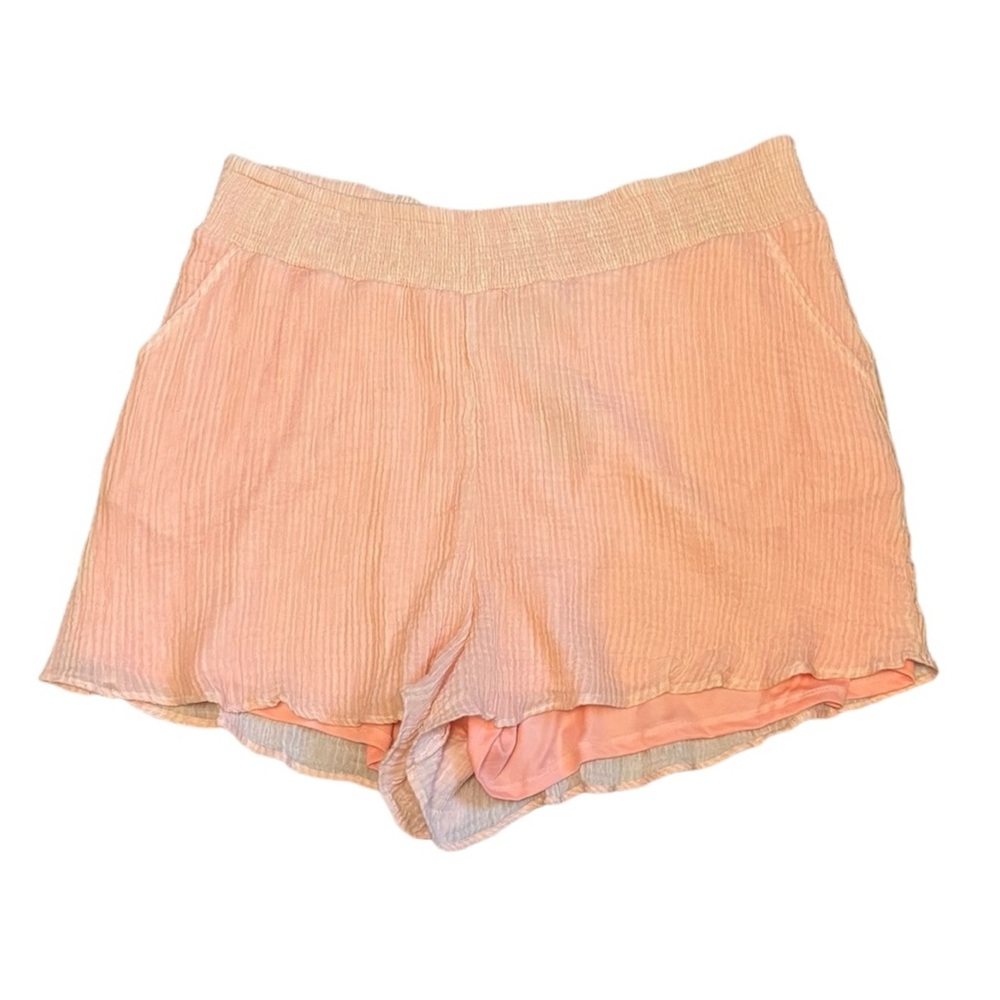Torrid Smocked Waist Shorts Textured Gauze Stripe Lined Womens 3 3X 22 24 Peach - Picture 2 of 5